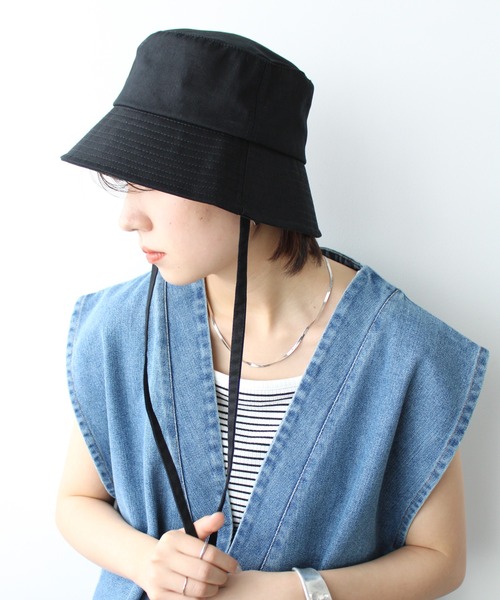 GeeRA（ジーラ）の「リボン付バケットハット（ハット・レディース・ブラック/オフホワイト・FREE）」の9枚目の写真