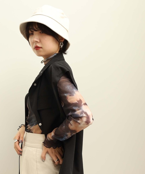 GeeRA（ジーラ）の「リボン付バケットハット（ハット・レディース・ブラック/オフホワイト・FREE）」の11枚目の写真