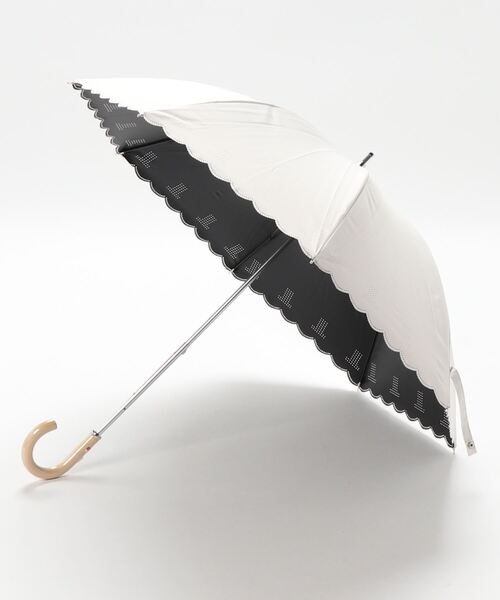 LANVIN collection(ランバン コレクション)の「晴雨兼用日傘 ヒートカット(長傘・レディース・ホワイト/ブラック/ダークブルー・FREE)」の2枚目の写真