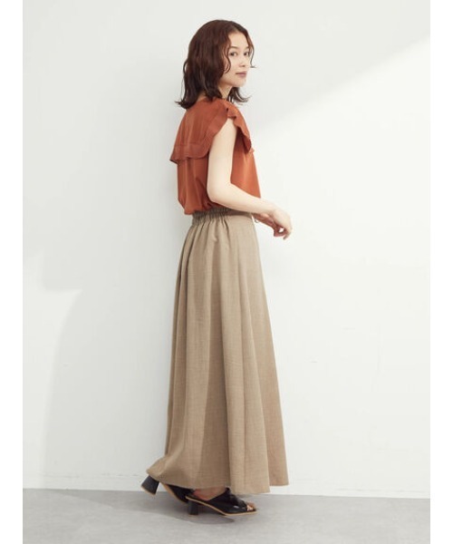 Green　Parks（グリーンパークス）の「プリーツドッキングヨークプルオーバー（Tシャツ/カットソー・レディース・ブラック/ブラウン/オフホワイト・FREE）」の5枚目の写真