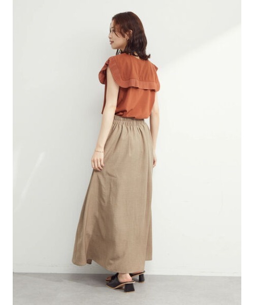 Green　Parks（グリーンパークス）の「プリーツドッキングヨークプルオーバー（Tシャツ/カットソー・レディース・ブラック/ブラウン/オフホワイト・FREE）」の6枚目の写真