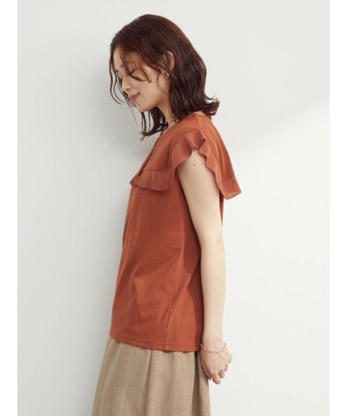 Green　Parks（グリーンパークス）の「プリーツドッキングヨークプルオーバー（Tシャツ/カットソー・レディース・ブラック/ブラウン/オフホワイト・FREE）」の11枚目の写真