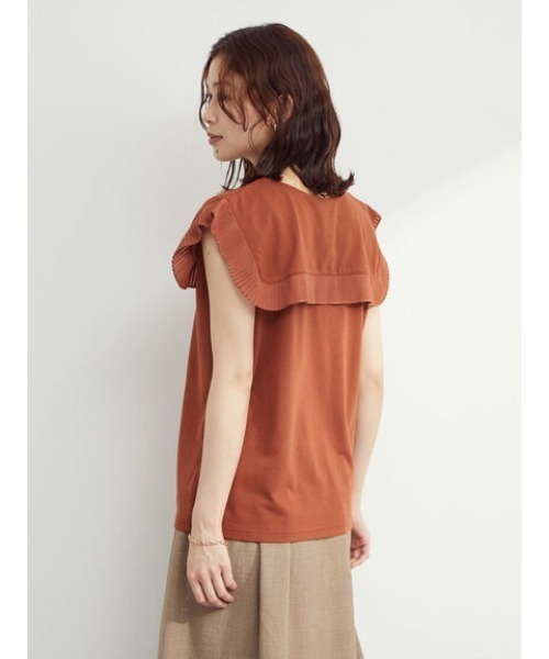 Green　Parks（グリーンパークス）の「プリーツドッキングヨークプルオーバー（Tシャツ/カットソー・レディース・ブラック/ブラウン/オフホワイト・FREE）」の12枚目の写真