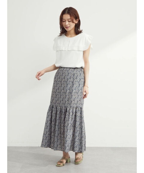 Green　Parks（グリーンパークス）の「プリーツドッキングヨークプルオーバー（Tシャツ/カットソー・レディース・ブラック/ブラウン/オフホワイト・FREE）」の15枚目の写真