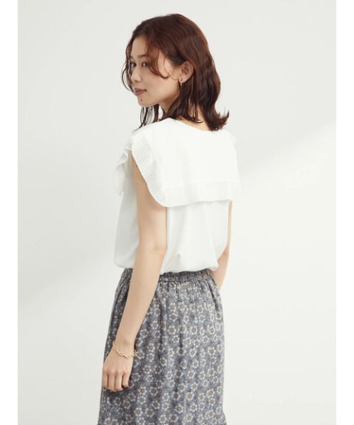 Green　Parks（グリーンパークス）の「プリーツドッキングヨークプルオーバー（Tシャツ/カットソー・レディース・ブラック/ブラウン/オフホワイト・FREE）」の19枚目の写真