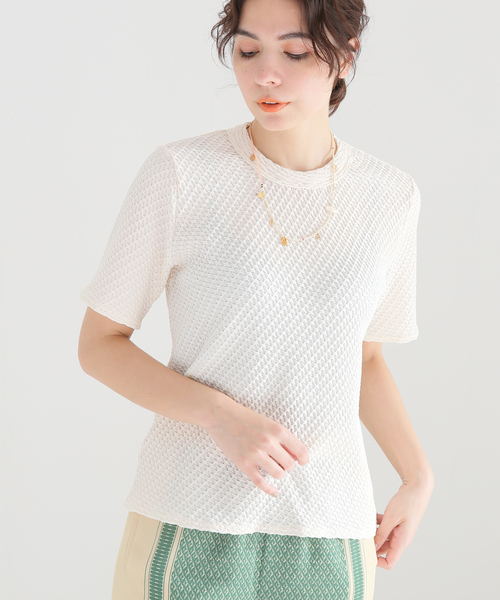 journal standard L'essage(ジャーナルスタンダードレサージュ)の「リンキングニットTシャツ(Tシャツ/カットソー・レディース・ブラック/ホワイト・FREE)」の1枚目の写真
