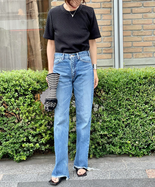 journal standard L'essage(ジャーナルスタンダードレサージュ)の「リンキングニットTシャツ(Tシャツ/カットソー・レディース・ブラック/ホワイト・FREE)」の5枚目の写真