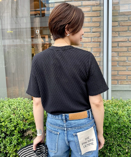 journal standard L'essage(ジャーナルスタンダードレサージュ)の「リンキングニットTシャツ(Tシャツ/カットソー・レディース・ブラック/ホワイト・FREE)」の7枚目の写真