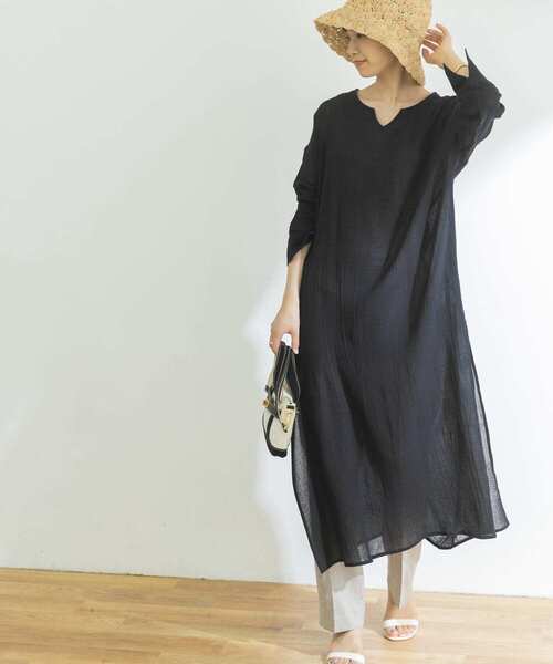 URBAN RESEARCH(アーバンリサーチ)の「コットンモスカフタンワンピース(ワンピース・レディース・オフホワイト/ブラック/ベージュ系その他・FREE)」の2枚目の写真