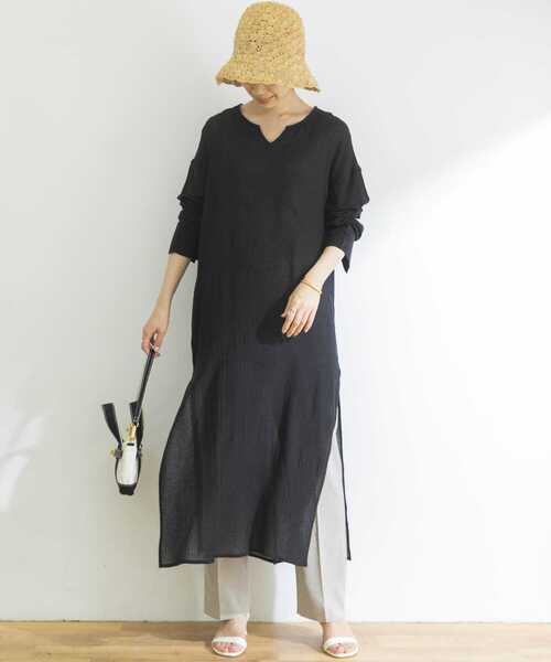 URBAN RESEARCH(アーバンリサーチ)の「コットンモスカフタンワンピース(ワンピース・レディース・オフホワイト/ブラック/ベージュ系その他・FREE)」の6枚目の写真