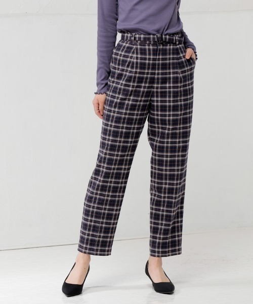 Honeys（ハニーズ）の「チェックテーパードパンツ（その他パンツ・レディース・ブラック×レッド/ネイビー系/ブラック系その他/ブラック×ブルー・M/L/LL/S）」の4枚目の写真