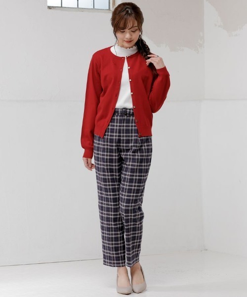 Honeys（ハニーズ）の「チェックテーパードパンツ（その他パンツ・レディース・ブラック×レッド/ネイビー系/ブラック系その他/ブラック×ブルー・M/L/LL/S）」の15枚目の写真