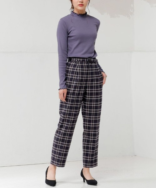 Honeys（ハニーズ）の「チェックテーパードパンツ（その他パンツ・レディース・ブラック×レッド/ネイビー系/ブラック系その他/ブラック×ブルー・M/L/LL/S）」の16枚目の写真