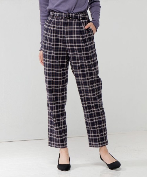 Honeys（ハニーズ）の「チェックテーパードパンツ（その他パンツ・レディース・ブラック×レッド/ネイビー系/ブラック系その他/ブラック×ブルー・M/L/LL/S）」の17枚目の写真