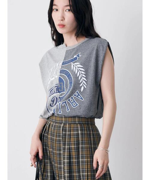 earth music&ecology（アースミュージックアンドエコロジー）の「パターン切替ノースリーブプルオーバー（Tシャツ/カットソー・レディース・その他6/杢グレー/ラベンダー・FREE）」の15枚目の写真