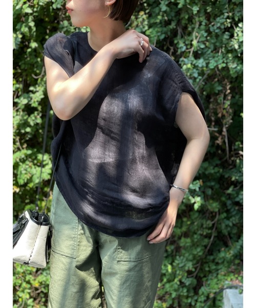 BEARDSLEY（ビアズリー）の「カヤブラウス（シャツ/ブラウス・レディース・ブラック/ライトグレー・FREE）」の4枚目の写真