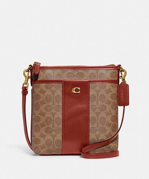 COACH（コーチ）の「キット メッセンジャー クロスボディ・カラーブロック シグネチャー キャンバス（ショルダーバッグ・レディース・ブラウン系その他・ONE）」の2枚目の写真