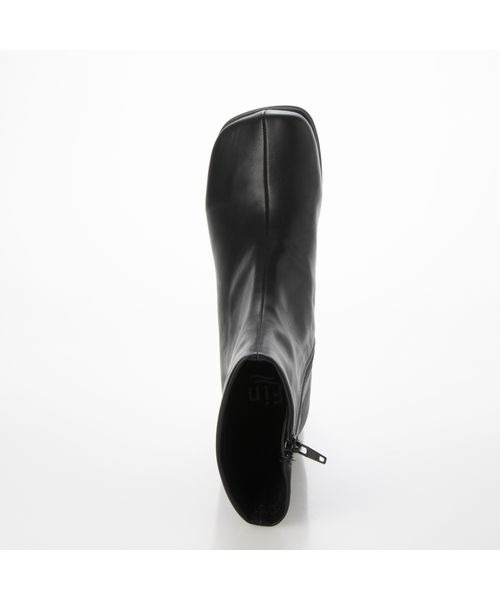 Fin（フィン）の「スクエアトゥ丸ヒールブーツ【低反発スポンジ入り】（ブーツ・レディース・ブラック/アイボリー・LL/S/M/L）」の5枚目の写真