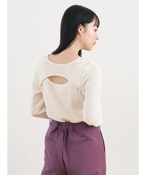 earth music&ecology(アースミュージックアンドエコロジー)の「ジャガードカットアウトプルオーバー(Tシャツ/カットソー・レディース・ライトブラウン/オフホワイト/ブラック/ブルーグリーン・M/S)」の17枚目の写真