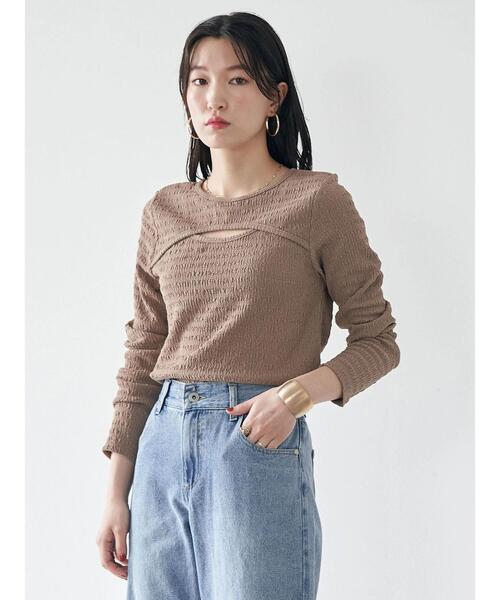 earth music&ecology(アースミュージックアンドエコロジー)の「ジャガードカットアウトプルオーバー(Tシャツ/カットソー・レディース・ライトブラウン/オフホワイト/ブラック/ブルーグリーン・M/S)」の18枚目の写真