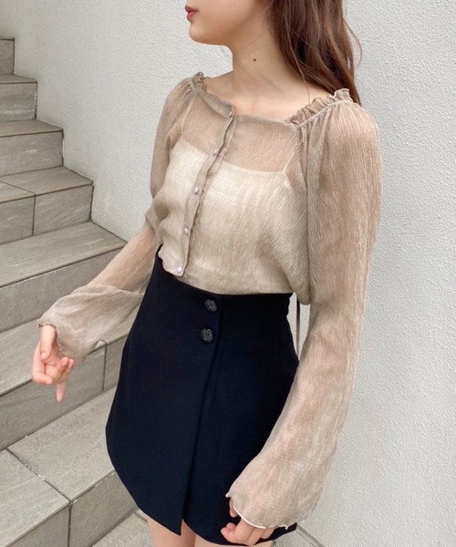 one after another NICE CLAUP（ワンアフターアナザーナイスクラップ）の「前後2WAYシアープリーツトップス（シャツ/ブラウス・レディース・アイボリー/ブラック/モカ/ベージュ系その他・FREE）」の17枚目の写真