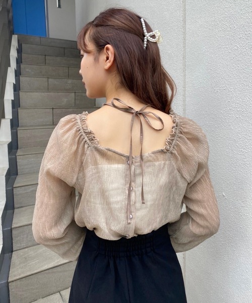 one after another NICE CLAUP（ワンアフターアナザーナイスクラップ）の「前後2WAYシアープリーツトップス（シャツ/ブラウス・レディース・アイボリー/ブラック/モカ/ベージュ系その他・FREE）」の19枚目の写真