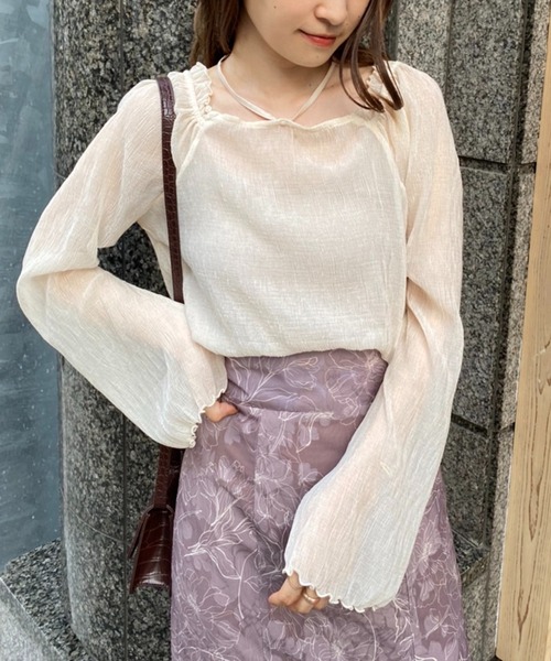 one after another NICE CLAUP（ワンアフターアナザーナイスクラップ）の「前後2WAYシアープリーツトップス（シャツ/ブラウス・レディース・アイボリー/ブラック/モカ/ベージュ系その他・FREE）」の5枚目の写真