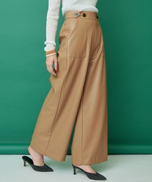 【THE PAUSE】フェイクレザーワイドパンツ