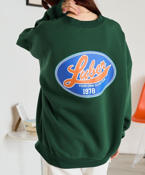 BASQUE magenta（バスクマゼンタ）の「カレッジ/サークルロゴデザインビッグシルエットクルーネック スウェット（スウェット・レディース・ブラック系1/ブラック系2/グリーン系1/ブルー系2/グレー系2/グリーン系2/アイボリー系1/グレー系1/ブラック系3/アイボリー系3・FREE）」の9枚目の写真