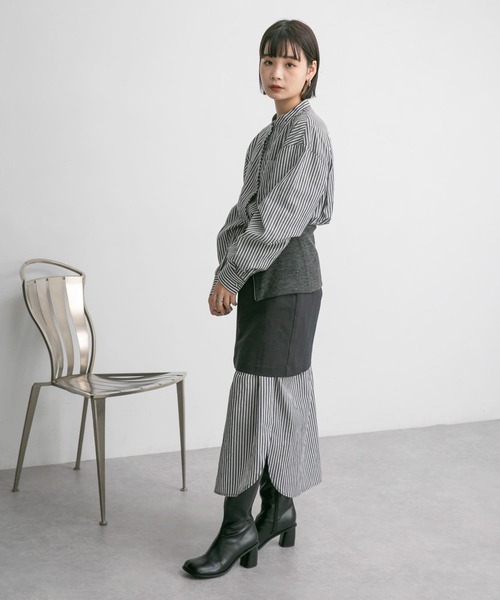 KBF（ケイビーエフ）の「ターンバックミニスカート（スカート・レディース・チャコールグレー/ベージュ系その他・ONE）」の6枚目の写真