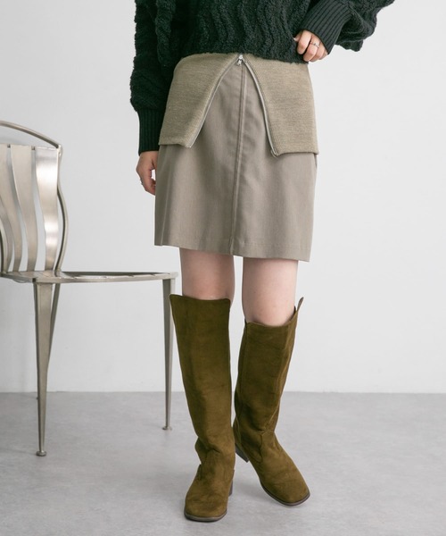 KBF（ケイビーエフ）の「ターンバックミニスカート（スカート・レディース・チャコールグレー/ベージュ系その他・ONE）」の16枚目の写真