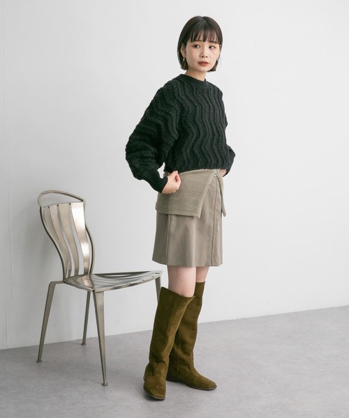 KBF（ケイビーエフ）の「ターンバックミニスカート（スカート・レディース・チャコールグレー/ベージュ系その他・ONE）」の17枚目の写真