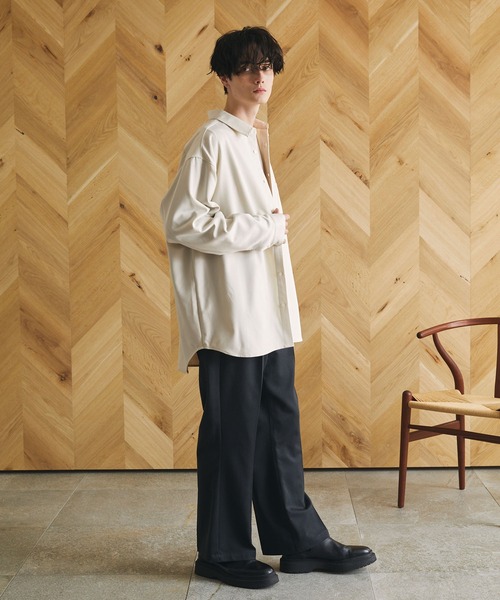 TRストレッチ ルーズドレープレギュラーカラーL/Sシャツ MONO