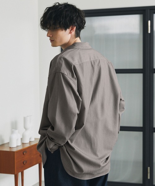 TRストレッチ ルーズドレープレギュラーカラーL/Sシャツ MONO-MART