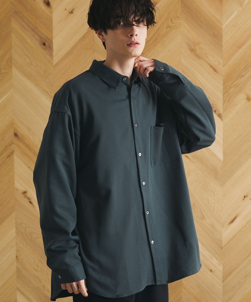 【高額売筋】 TRストレッチ ルーズドレープレギュラーカラーL/Sシャツ MONO ウェア