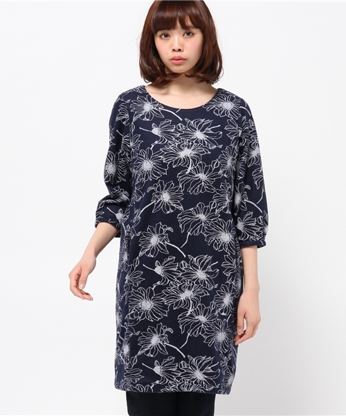 OUTLET(アウトレット)の「【Discoat】起毛発泡Ptチュニック(Tシャツ/カットソー・レディース・グレー/ネイビー・FREE)」の2枚目の写真