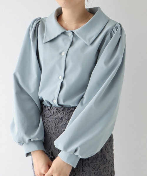 BLUEEAST（ブルーイースト）の「ボリュームスリーブストライプシャツ（シャツ/ブラウス・レディース・ネイビー/オフホワイト/ダークネイビー/ブルー/ホワイト/ベージュ/ブラック・MEDIUM）」の21枚目の写真