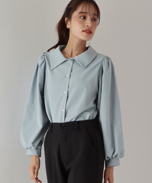 BLUEEAST（ブルーイースト）の「ボリュームスリーブストライプシャツ（シャツ/ブラウス・レディース・ネイビー/オフホワイト/ダークネイビー/ブルー/ホワイト/ベージュ/ブラック・MEDIUM）」の16枚目の写真