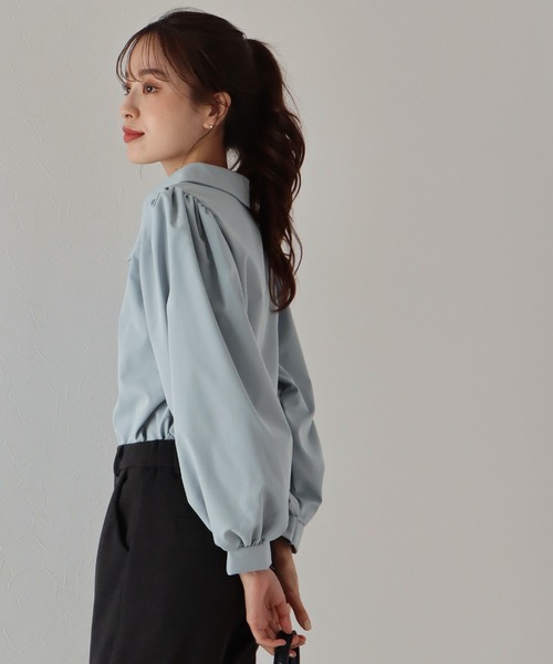 BLUEEAST（ブルーイースト）の「ボリュームスリーブストライプシャツ（シャツ/ブラウス・レディース・ネイビー/オフホワイト/ダークネイビー/ブルー/ホワイト/ベージュ/ブラック・MEDIUM）」の18枚目の写真