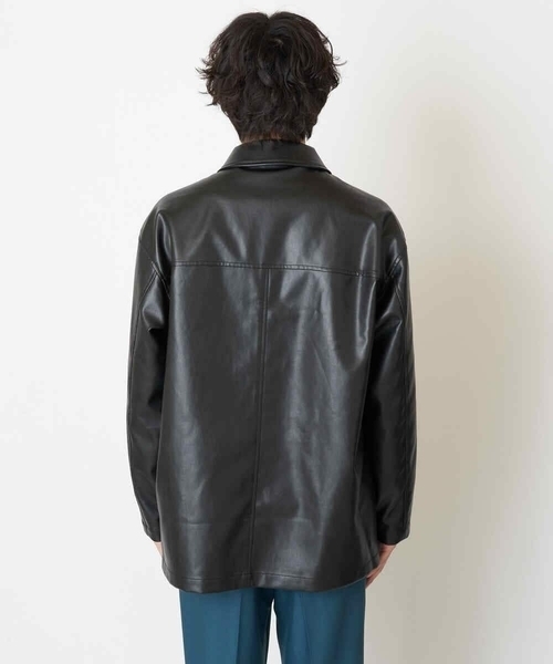 a.v.v（アーヴェヴェ）の「フェイクレザーカーコート（ライダースジャケット・メンズ・ブラック・48/46）」の8枚目の写真