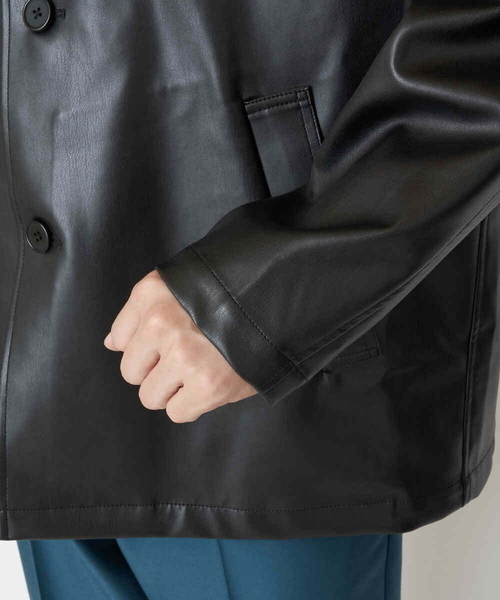 a.v.v（アーヴェヴェ）の「フェイクレザーカーコート（ライダースジャケット・メンズ・ブラック・48/46）」の10枚目の写真