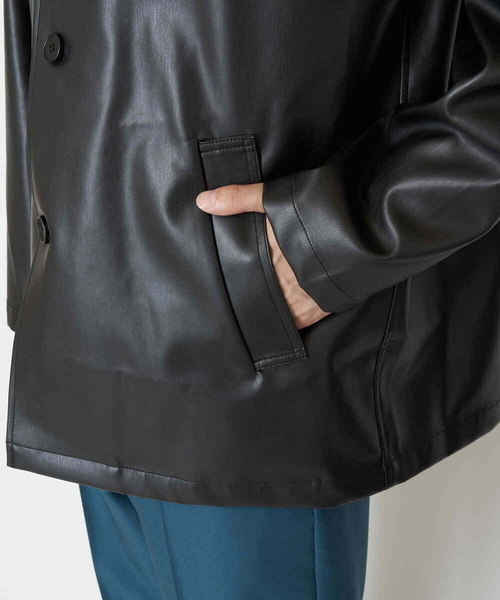 a.v.v（アーヴェヴェ）の「フェイクレザーカーコート（ライダースジャケット・メンズ・ブラック・48/46）」の11枚目の写真