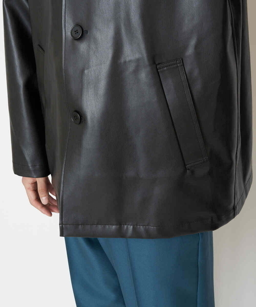 a.v.v（アーヴェヴェ）の「フェイクレザーカーコート（ライダース