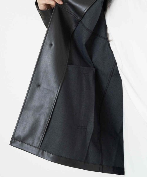 a.v.v（アーヴェヴェ）の「フェイクレザーカーコート（ライダースジャケット・メンズ・ブラック・48/46）」の14枚目の写真