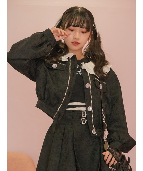 Ank Rouge（アンクルージュ）の「フリルカラービジューブルゾン（ブルゾン・レディース・ブルー/ブラック/A・M）」の2枚目の写真