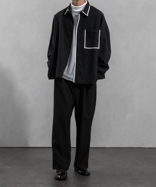 Adoon plain(アドーンプレーン)の「【Adoon plain】パイピングシャツ(シャツ/ブラウス・メンズ・オフホワイト/ブラック・MEDIUM/LARGE)」の19枚目の写真