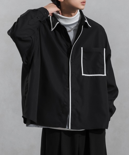 Adoon plain(アドーンプレーン)の「【Adoon plain】パイピングシャツ(シャツ/ブラウス・メンズ・オフホワイト/ブラック・MEDIUM/LARGE)」の17枚目の写真