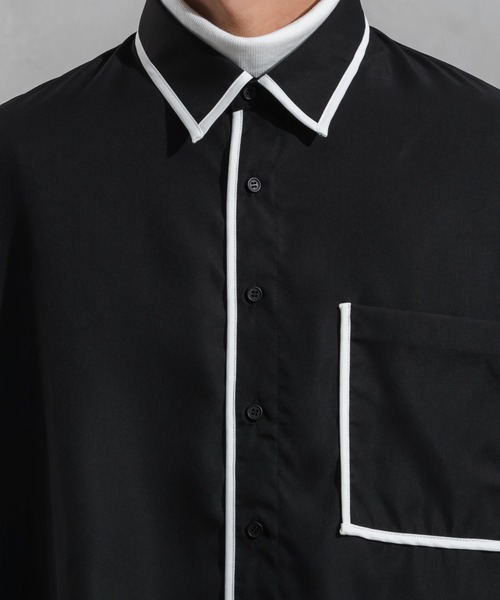 Adoon plain(アドーンプレーン)の「【Adoon plain】パイピングシャツ(シャツ/ブラウス・メンズ・オフホワイト/ブラック・MEDIUM/LARGE)」の13枚目の写真