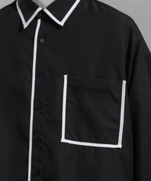 Adoon plain(アドーンプレーン)の「【Adoon plain】パイピングシャツ(シャツ/ブラウス・メンズ・オフホワイト/ブラック・MEDIUM/LARGE)」の11枚目の写真