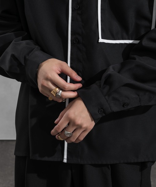 Adoon plain(アドーンプレーン)の「【Adoon plain】パイピングシャツ(シャツ/ブラウス・メンズ・オフホワイト/ブラック・MEDIUM/LARGE)」の20枚目の写真